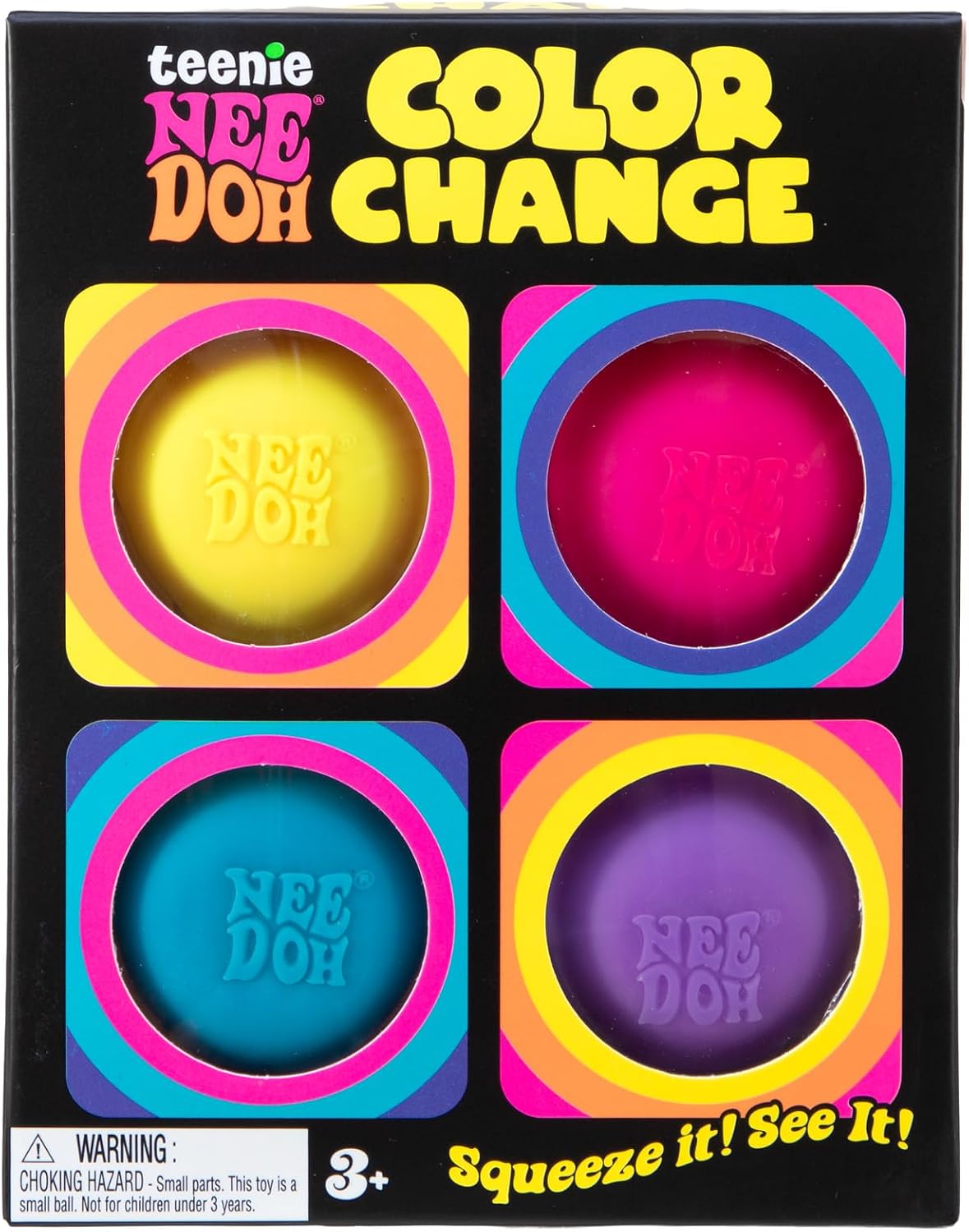 Needoh Teenie Color Change Needoh - Sensory Squeeze Toy - 4 Pack