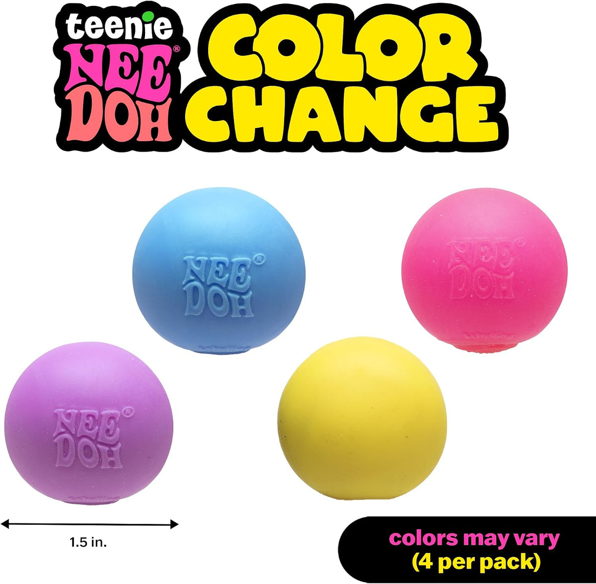 Needoh Teenie Color Change Needoh - Sensory Squeeze Toy - 4 Pack